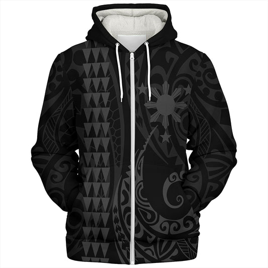 The Philippines Sherpa Hoodie Sun Gray Kakau Style