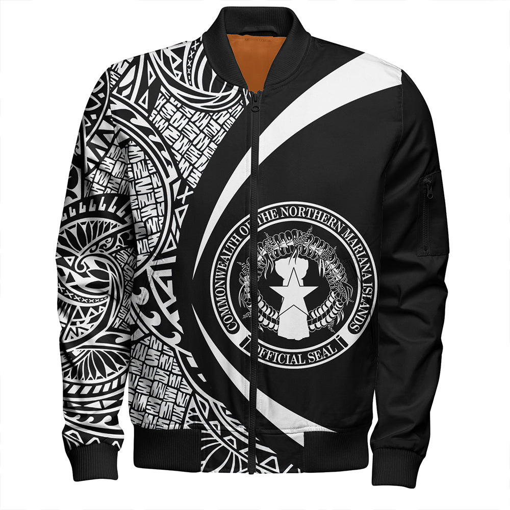 Northern Mariana Islands Bomber Jacket Coat Of Arm Lauhala White Circle