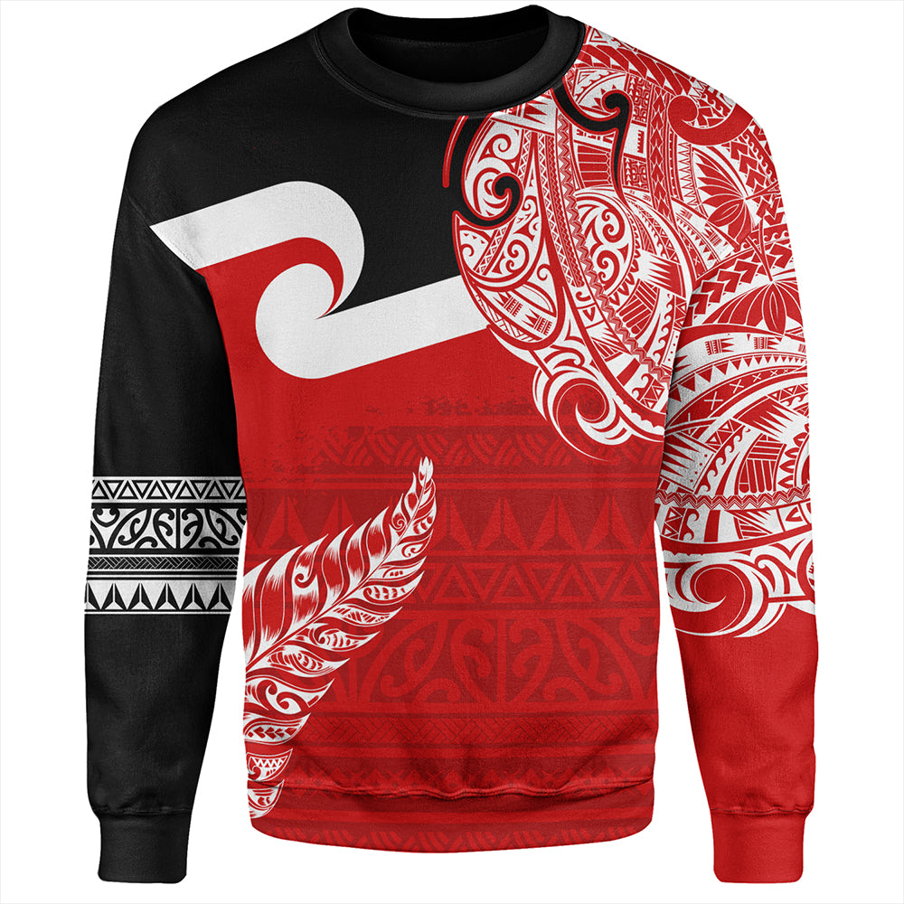 New Zealand Sweatshirt Tino Rangatiratanga Maori With Silver Fern