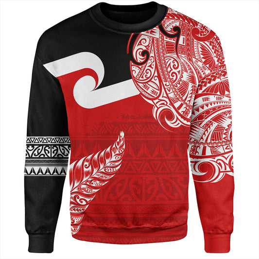 New Zealand Sweatshirt Tino Rangatiratanga Maori With Silver Fern