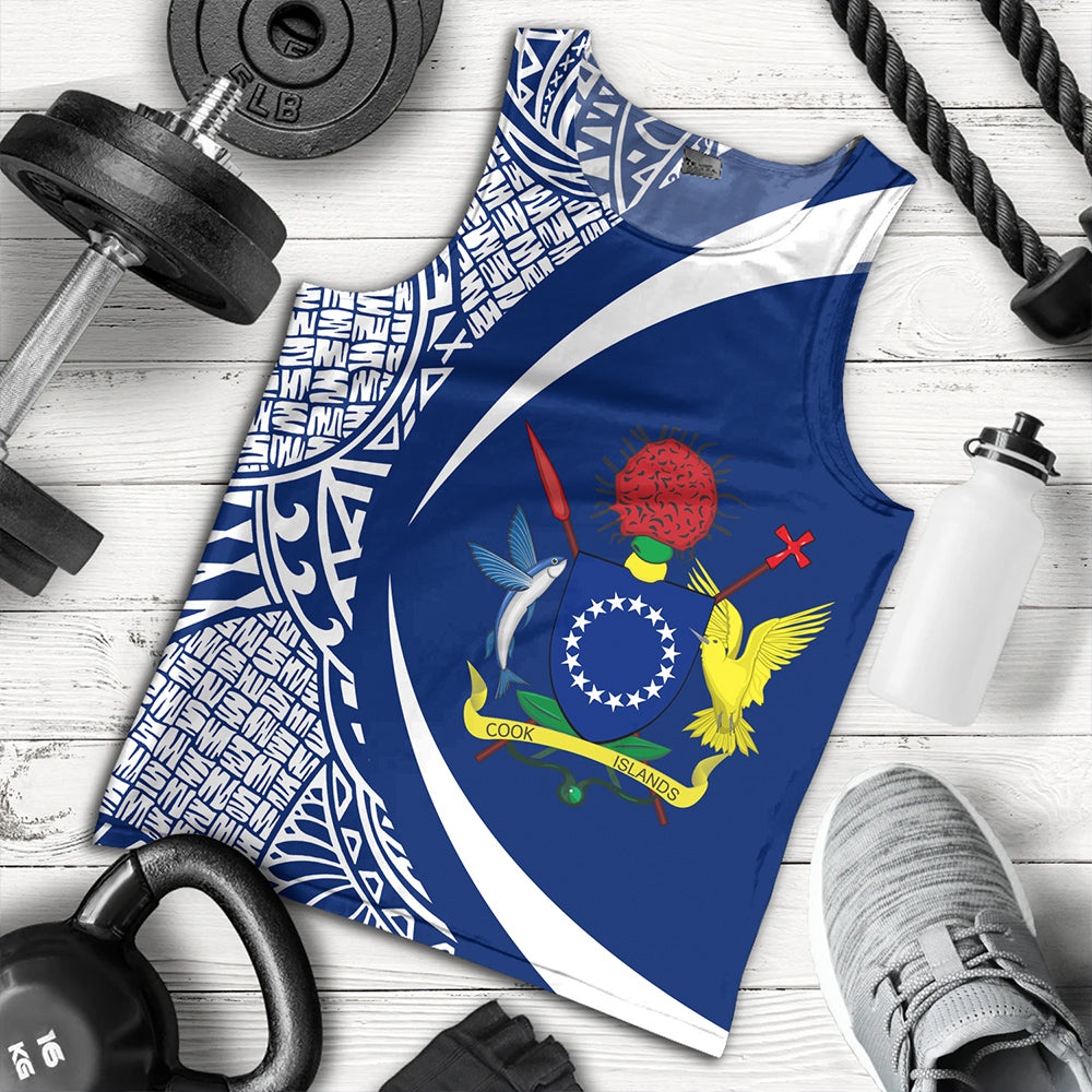 Cook Islands Tank Top Coat Of Arm Lauhala Circle