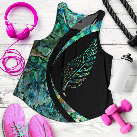 New Zealand Women Tank Silver Fern Papua Shell Circle