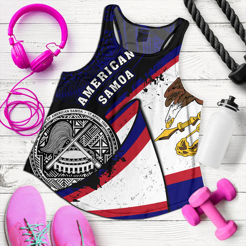American Samoa Women Tank Polynesia Flag Shoul Style