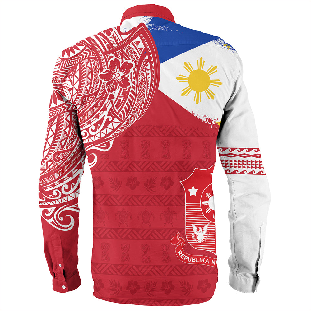 Philippines Long Sleeve Shirt Polynesian Flag With Coat Of Arms