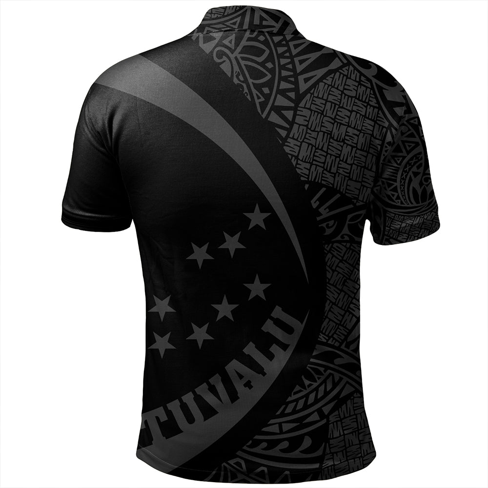 Tuvalu Polo Shirt Coat Of Arm Lauhala Gray Circle