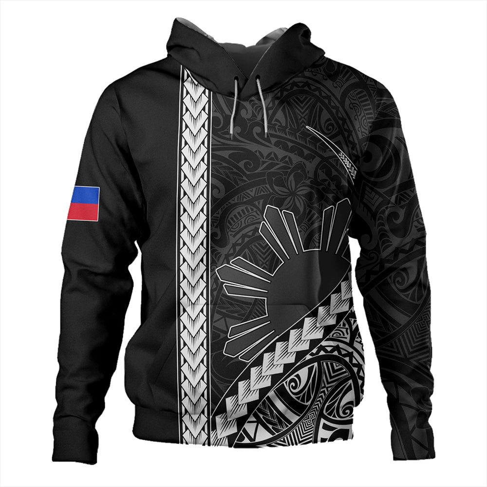Philippines Hoodie Tribal Polynesian Sun Gray