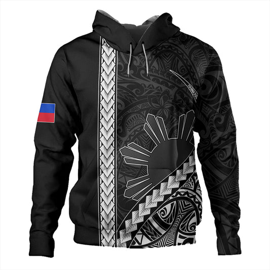 Philippines Hoodie Tribal Polynesian Sun Gray
