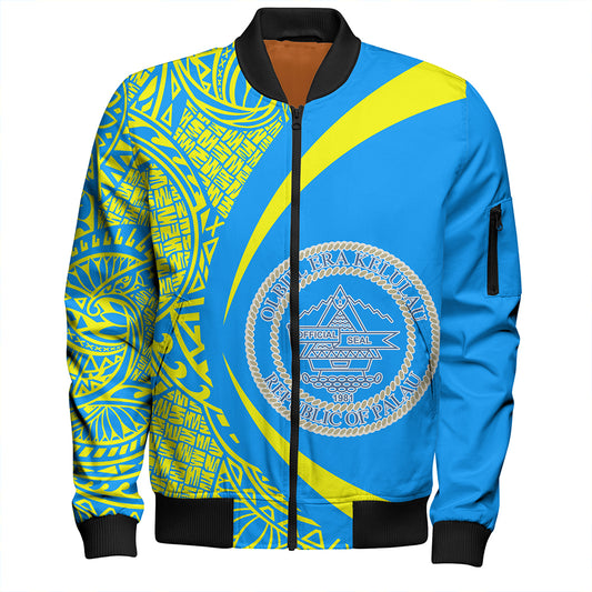 Palau Bomber Jacket Coat Of Arm Lauhala Circle
