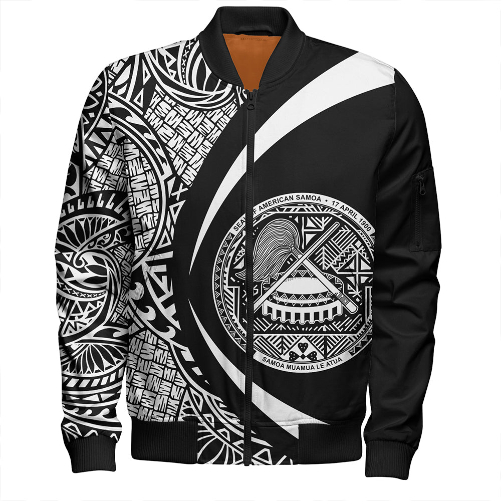 Samoa Bomber Jacket American Samoa Coat Of Arm Lauhala White Circle