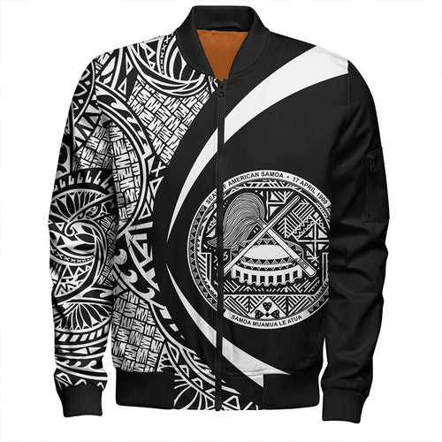Samoa Bomber Jacket American Samoa Coat Of Arm Lauhala White Circle