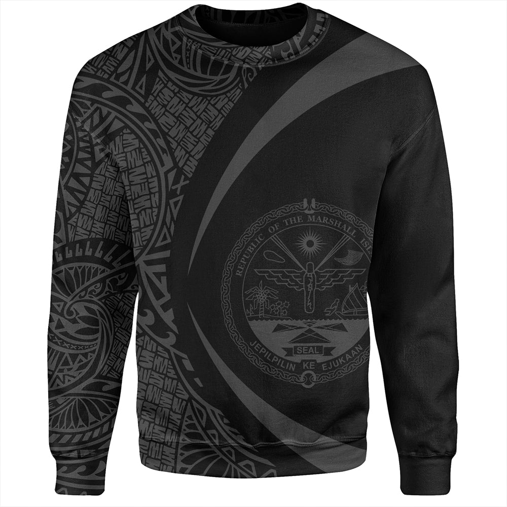 Marshall Islands Sweatshirt Coat Of Arm Lauhala Gray Circle