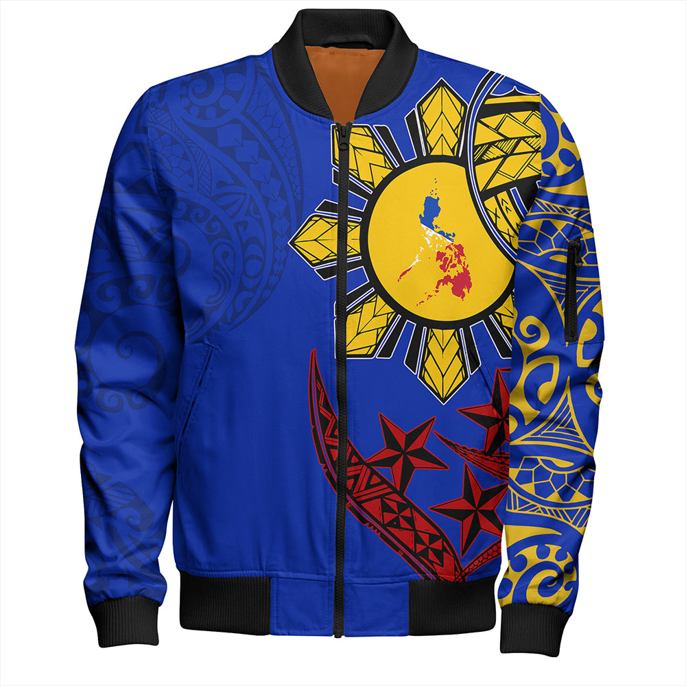 Philippines Bomber Jacket Tribal Sun In My Heart Color Flag Style
