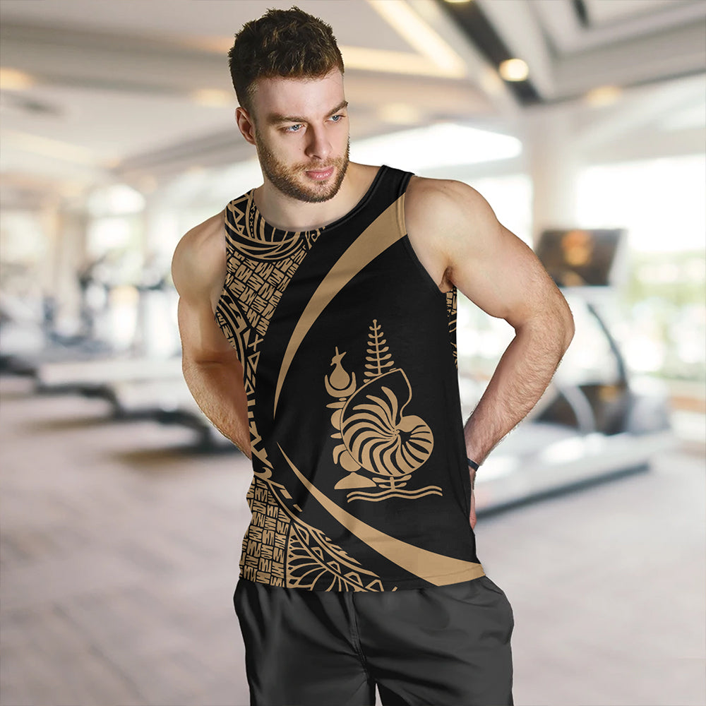 New Caledonia Tank Top Coat Of Arm Lauhala Gold Circle