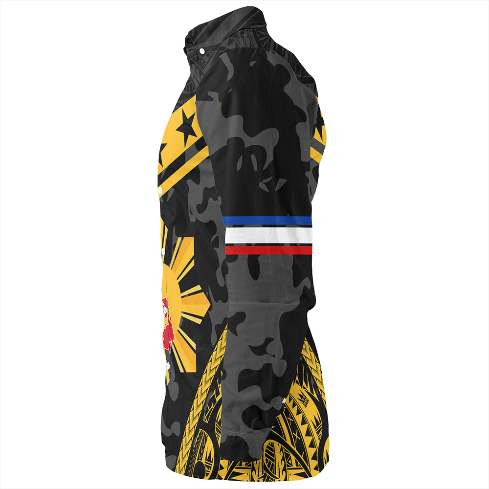Philippines Long Sleeve Shirt Polynesian Sun Star Style Camouflage