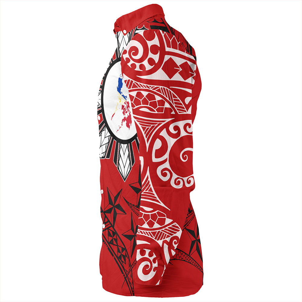 Philippines Long Sleeve Shirt Tribal Sun In My Heart Red Style