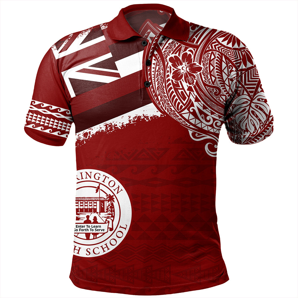 Hawaii Polo Shirt Farrington High School Flag With Crest Style