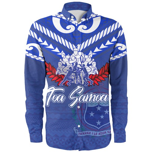 Samoa Custom Personalised Long Sleeve Shirt Toa Samoa Tribal Pattern