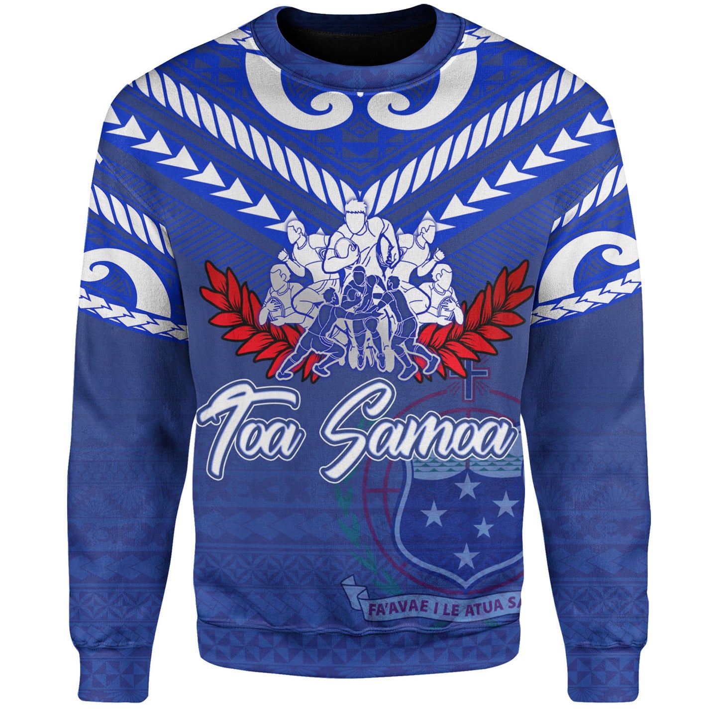 Samoa Custom Personalised Sweatshirt Toa Samoa Tribal Pattern