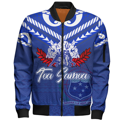 Samoa Custom Personalised Bomber Jacket Toa Samoa Tribal Pattern