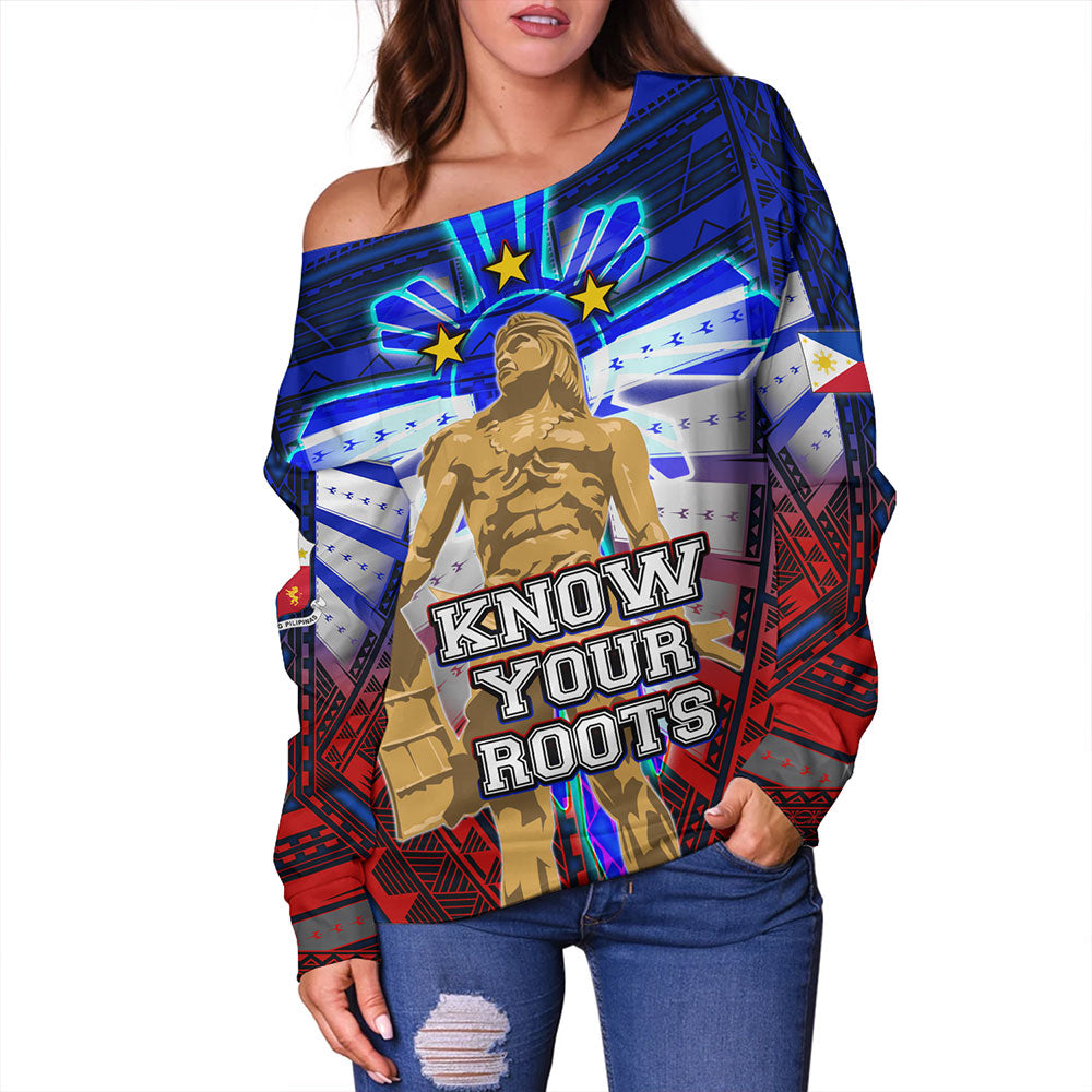 Philippines Filipinos Off Shoulder Sweatshirt Lapu Lapu Know Your Roots