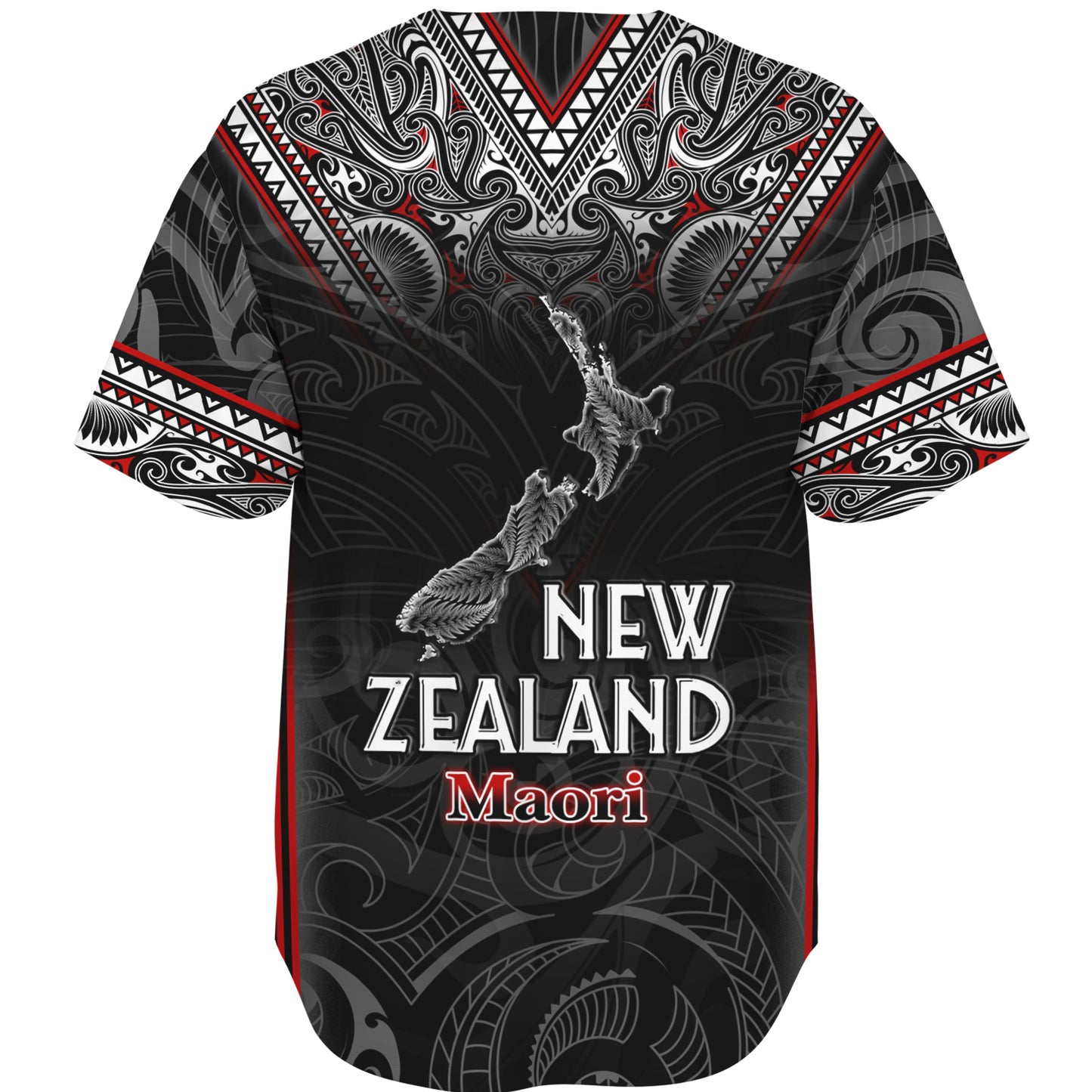 New Zealand Baseball Shirt Maori Patterns With Map Silver Fern