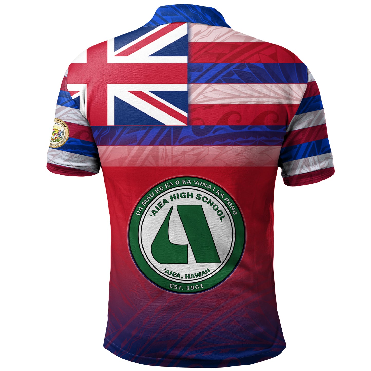 Hawaii Aiea High School Polo Shirt Flag Color With Traditional Patterns