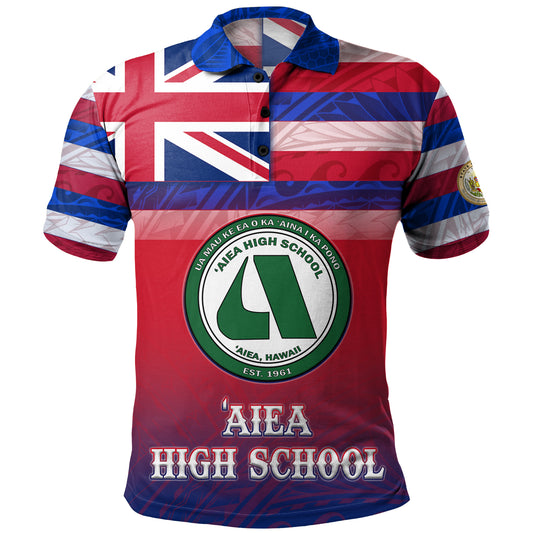 Hawaii Aiea High School Polo Shirt Flag Color With Traditional Patterns