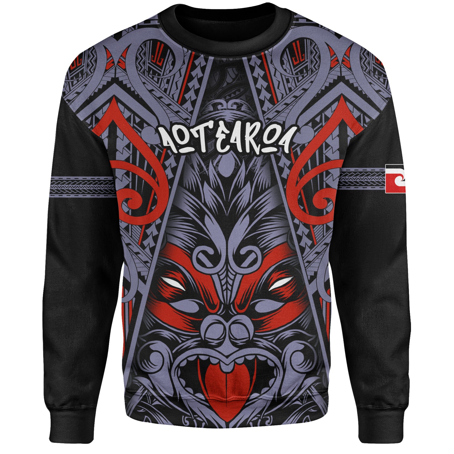 New Zealand Sweatshirt Tiki Mask Aotearoa Style