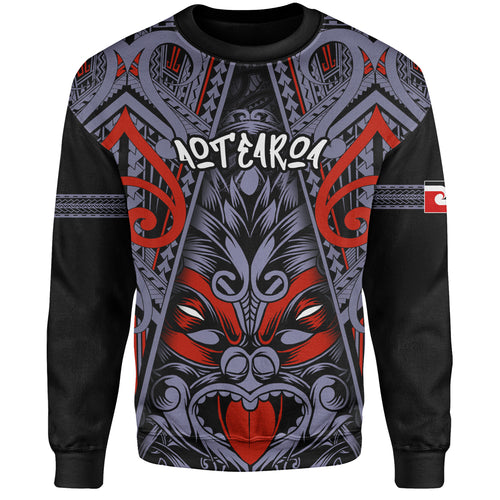 New Zealand Sweatshirt Tiki Mask Aotearoa Style