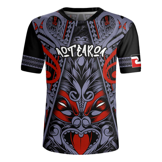 New Zealand Rugby Jersey Tiki Mask Aotearoa Style