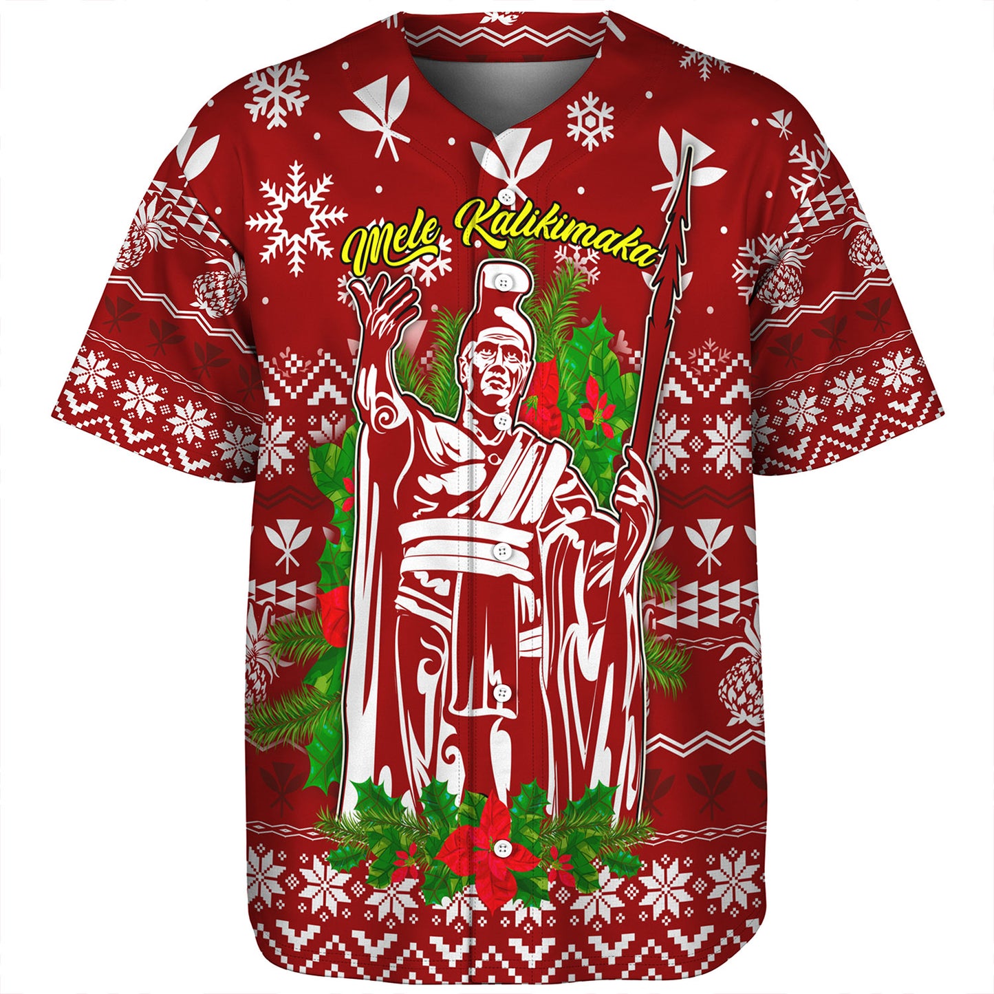 Hawaii Baseball Shirt Christmas Hawaii King Kanaka Maoli Pattern