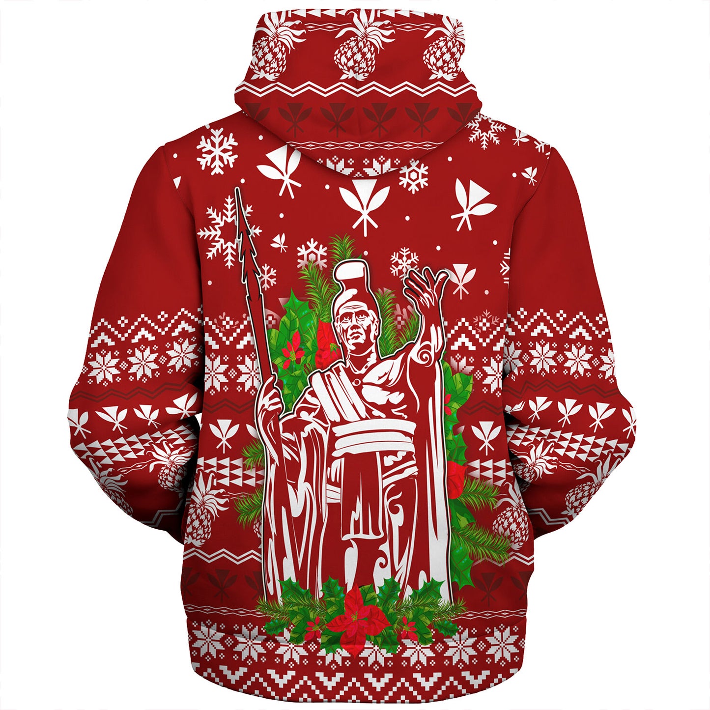Hawaii Sherpa Hoodie Christmas Hawaii King Kanaka Maoli Pattern