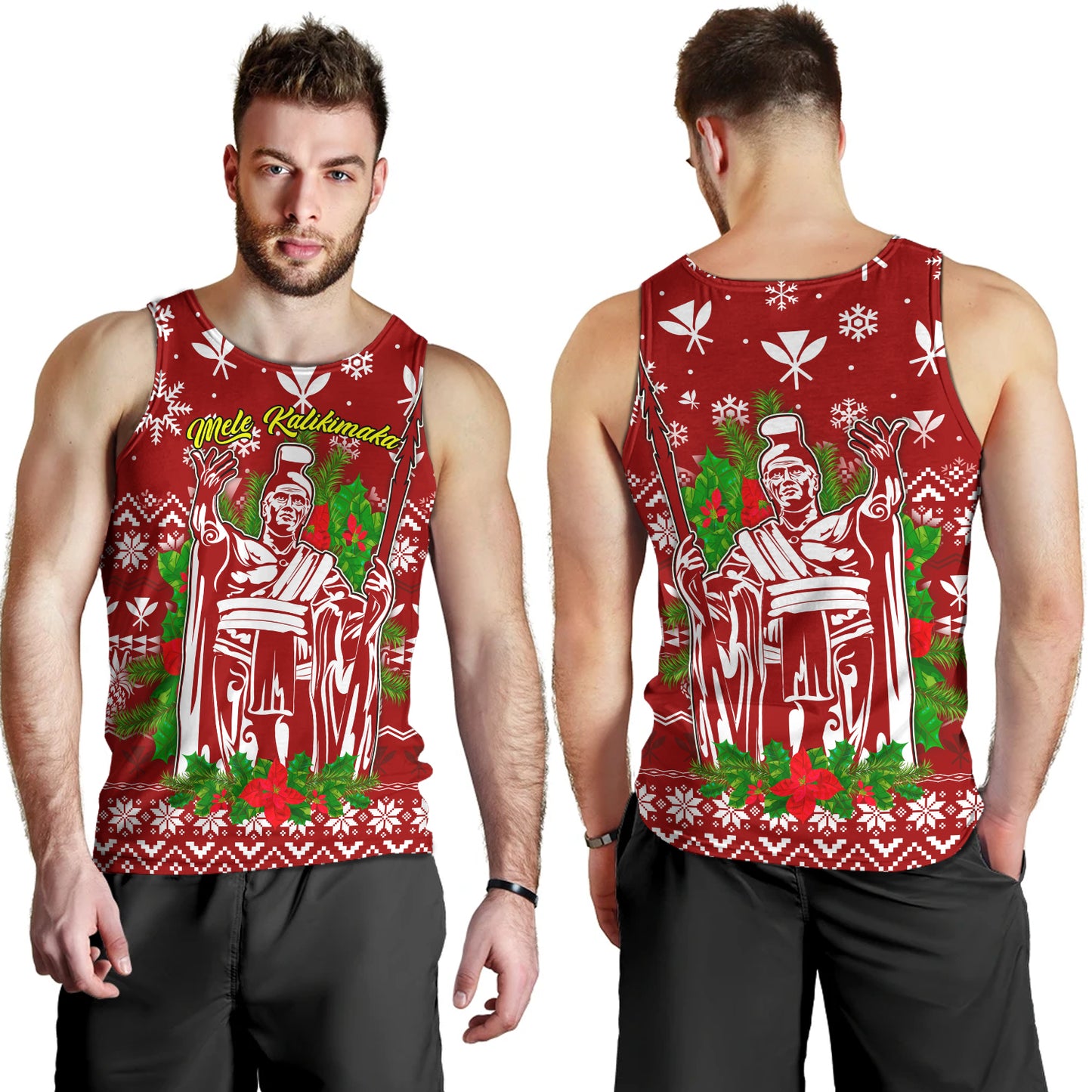 Hawaii Tank Top Christmas Hawaii King Kanaka Maoli Pattern