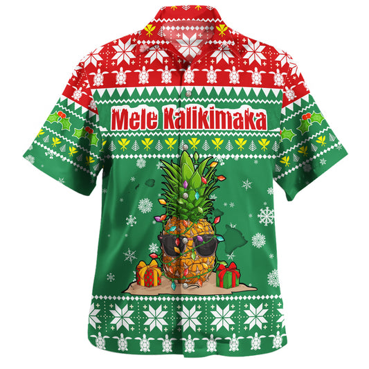Hawaii Hawaiian Shirt Pineapple Christmas Tree Kanaka Maoli Pattern