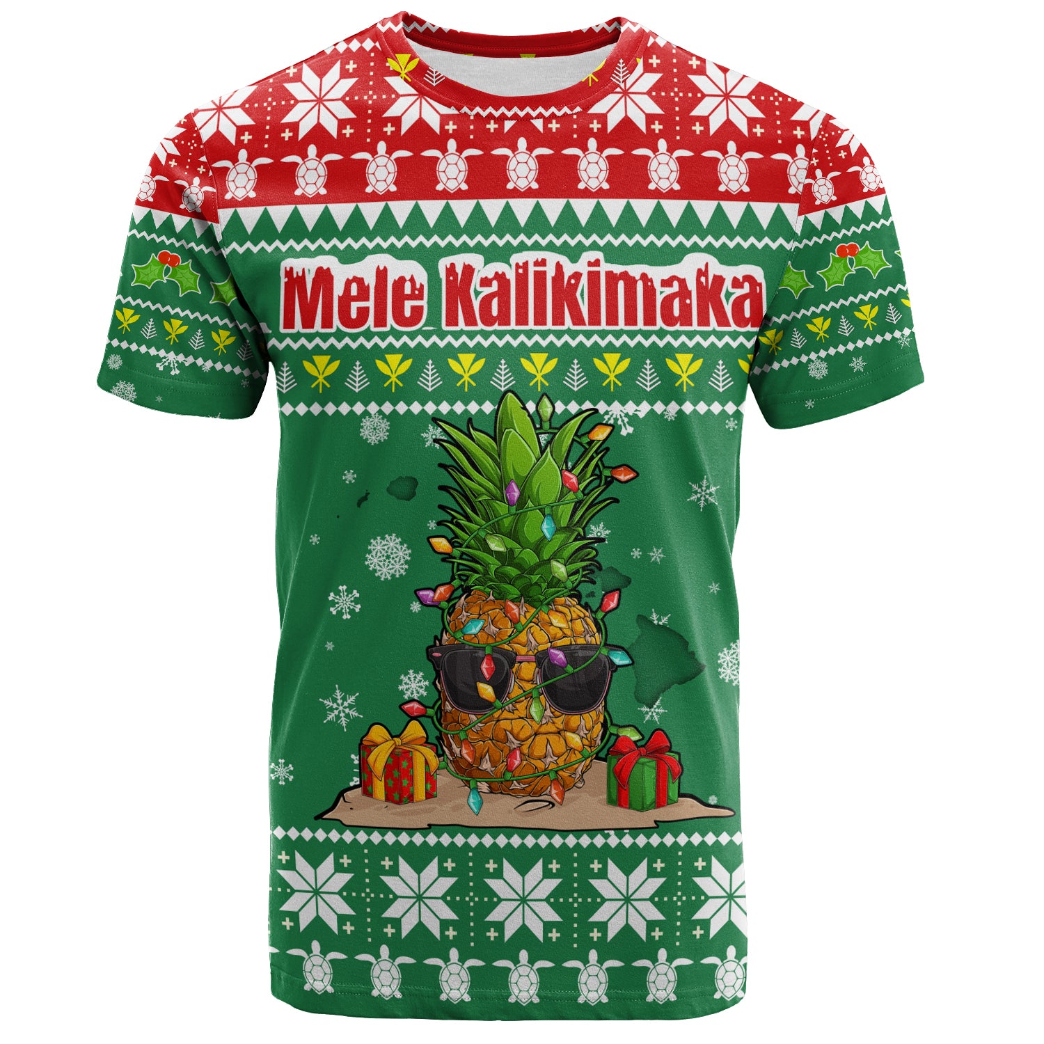 Hawaii T-Shirt Pineapple Christmas Tree Kanaka Maoli Pattern