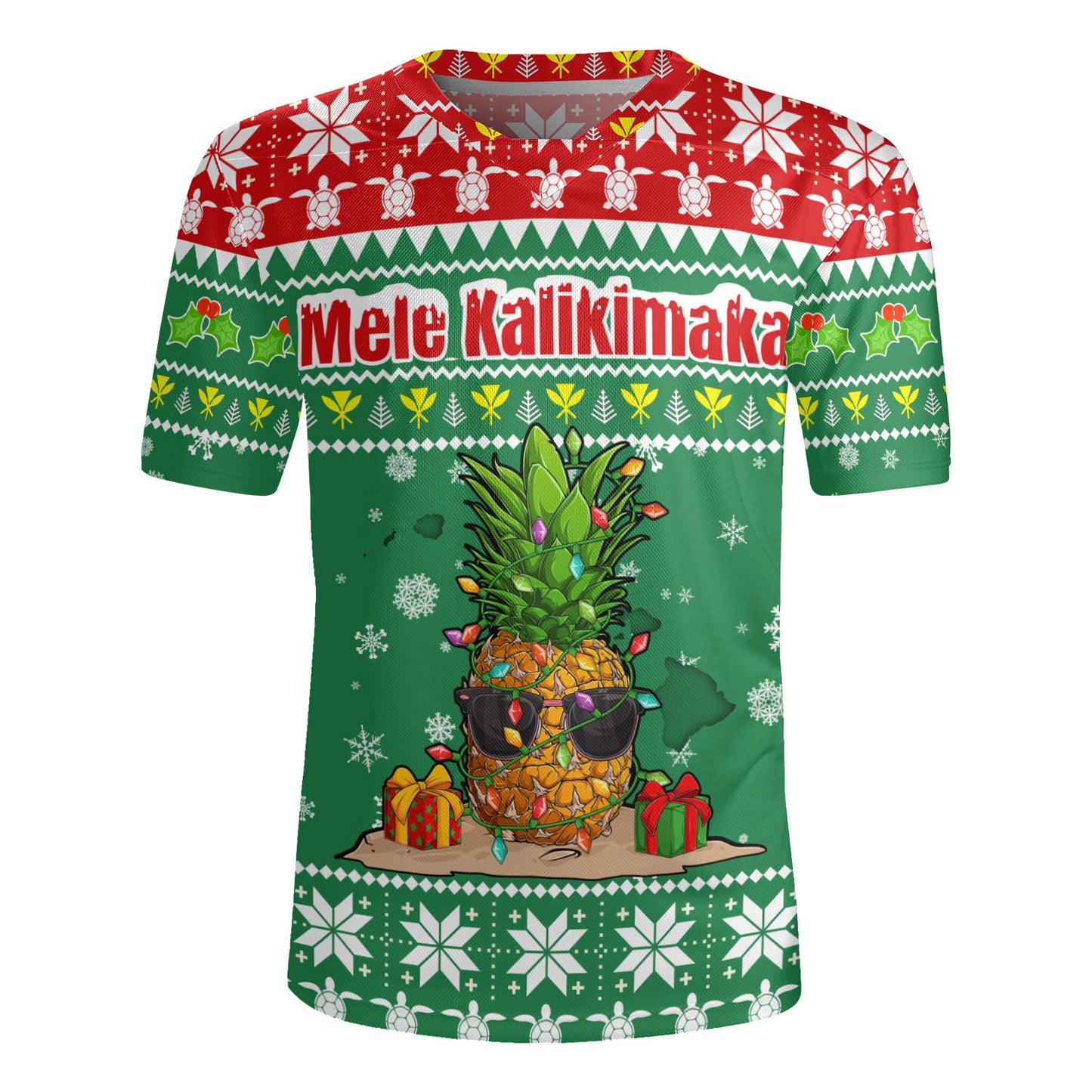 Hawaii Rugby Jersey Pineapple Christmas Tree Kanaka Maoli Pattern