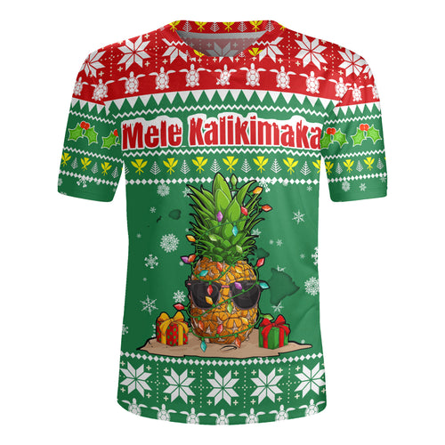 Hawaii Rugby Jersey Pineapple Christmas Tree Kanaka Maoli Pattern