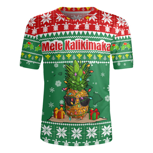 Hawaii Rugby Jersey Pineapple Christmas Tree Kanaka Maoli Pattern