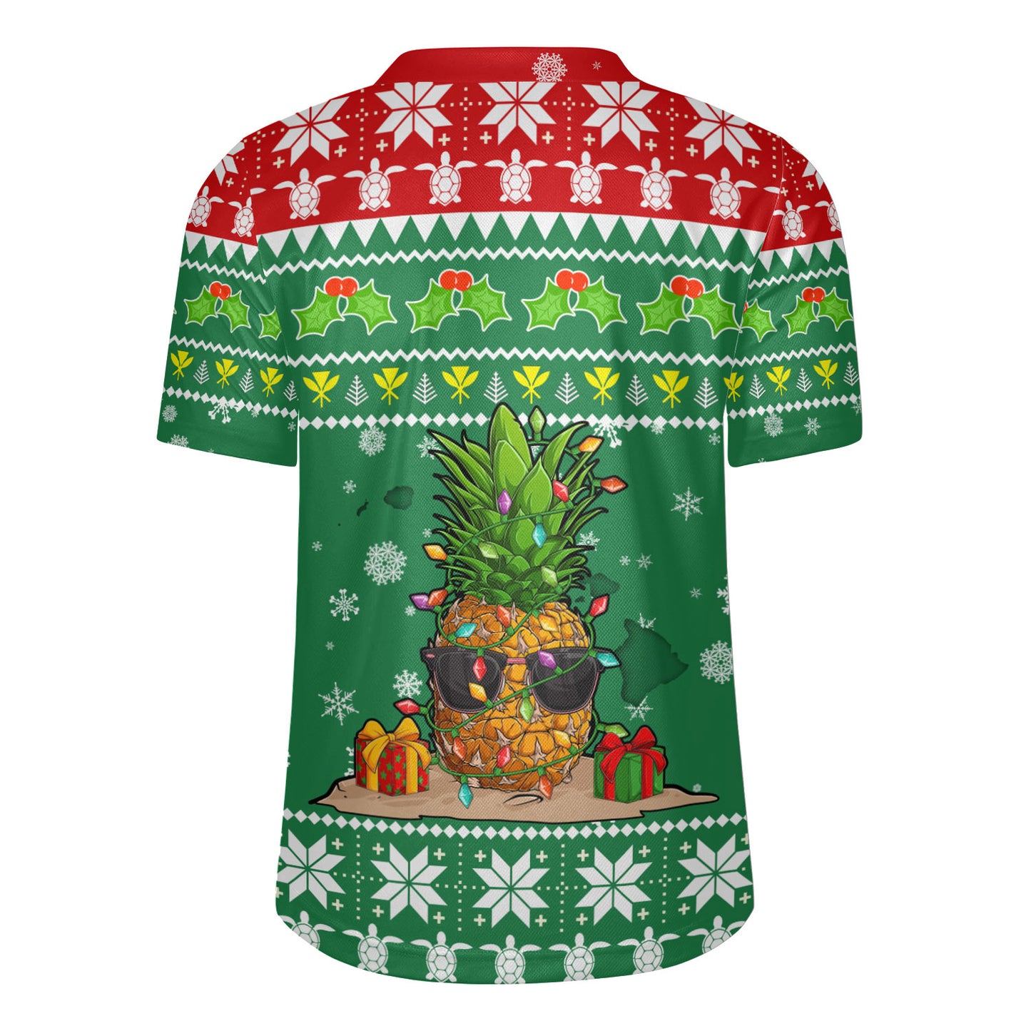 Hawaii Rugby Jersey Pineapple Christmas Tree Kanaka Maoli Pattern