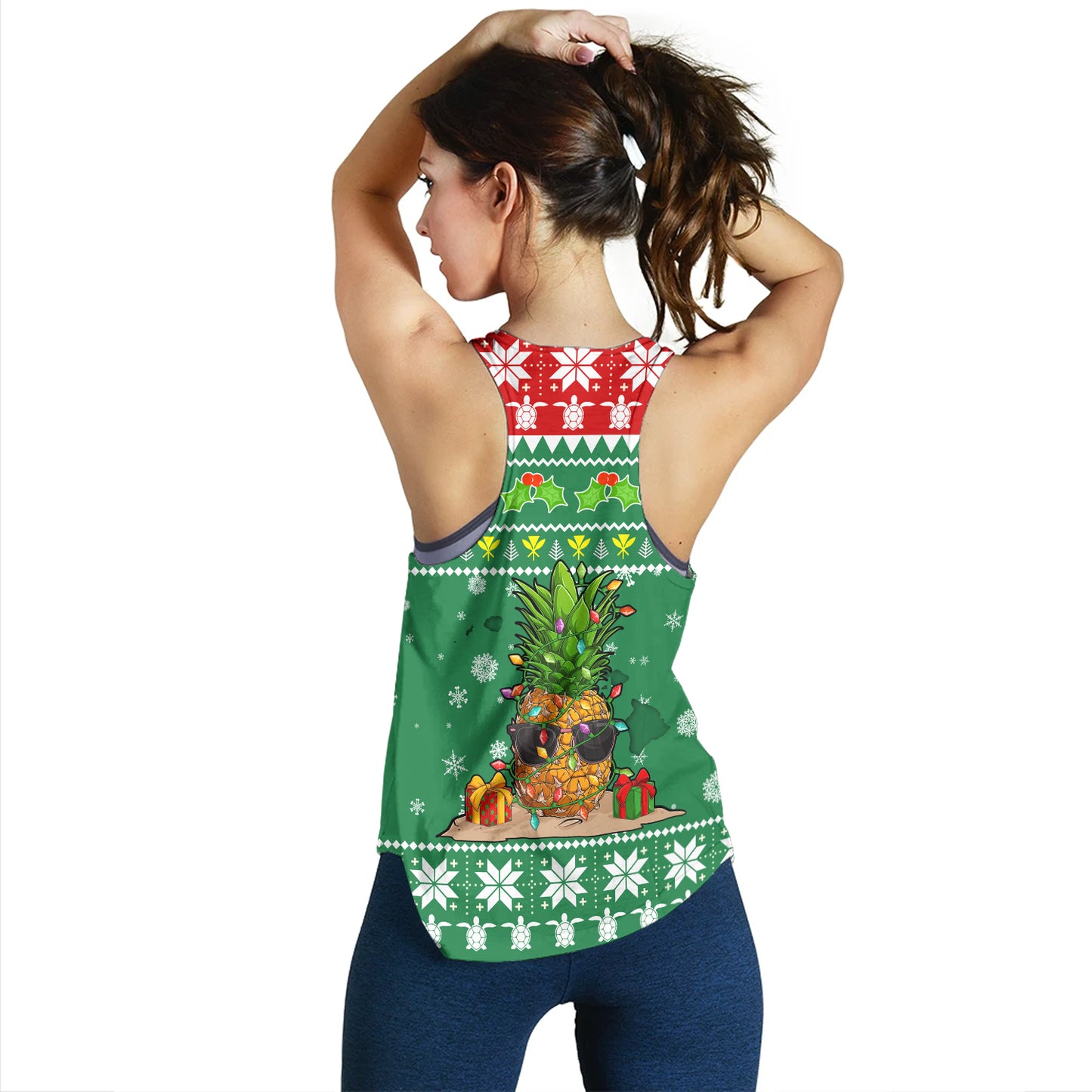 Hawaii Women Tank Pineapple Christmas Tree Kanaka Maoli Pattern