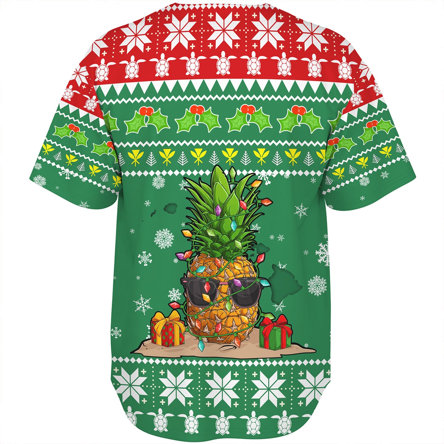 Hawaii Baseball Shirt Pineapple Christmas Tree Kanaka Maoli Pattern