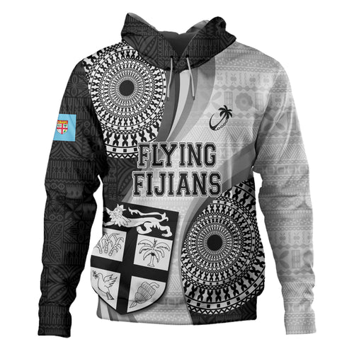 Fiji Hoodie Flying Fijians Rugby Tribal Pattern With Shield 2023