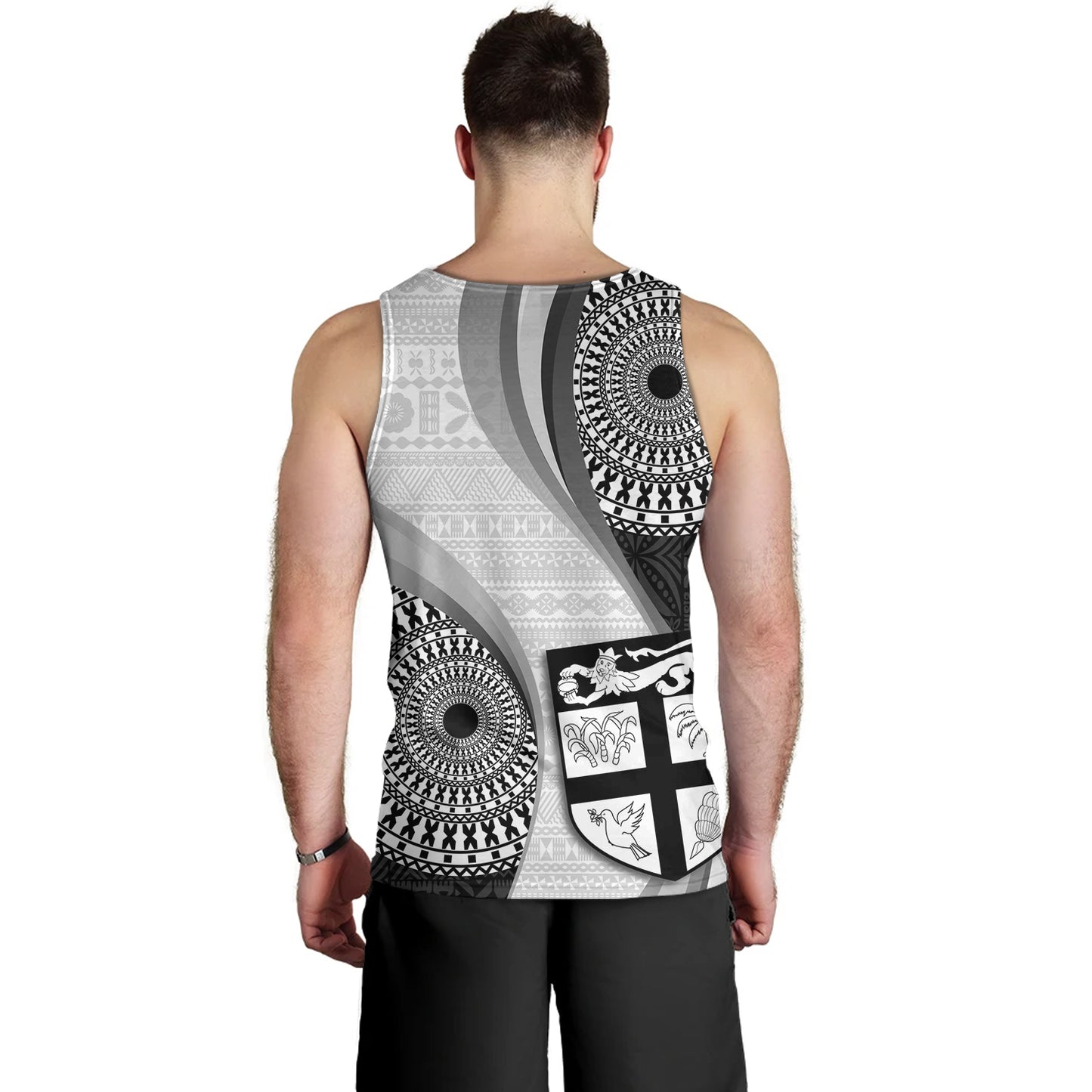Fiji Tank Top Flying Fijians Rugby Tribal Pattern With Shield 2023