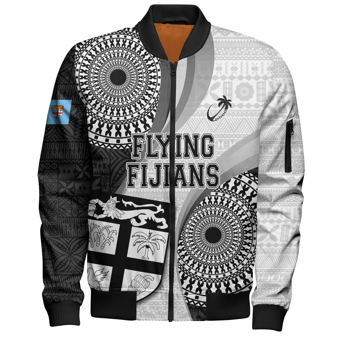 Fiji Bomber Jacket Flying Fijians Rugby Tribal Pattern With Shield 2023