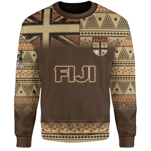 Fiji Sweatshirt Flag Color With Traditional Patterns Ver 2