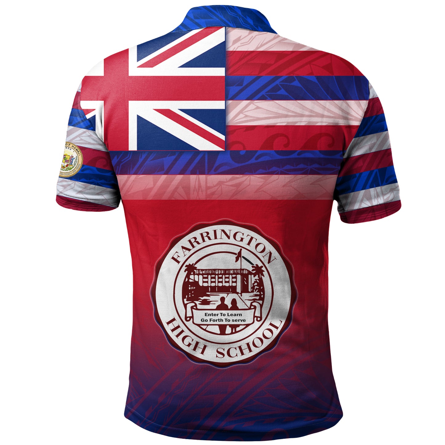 Hawaii Farrington High School Polo Shirt Flag Color With Traditional Patterns