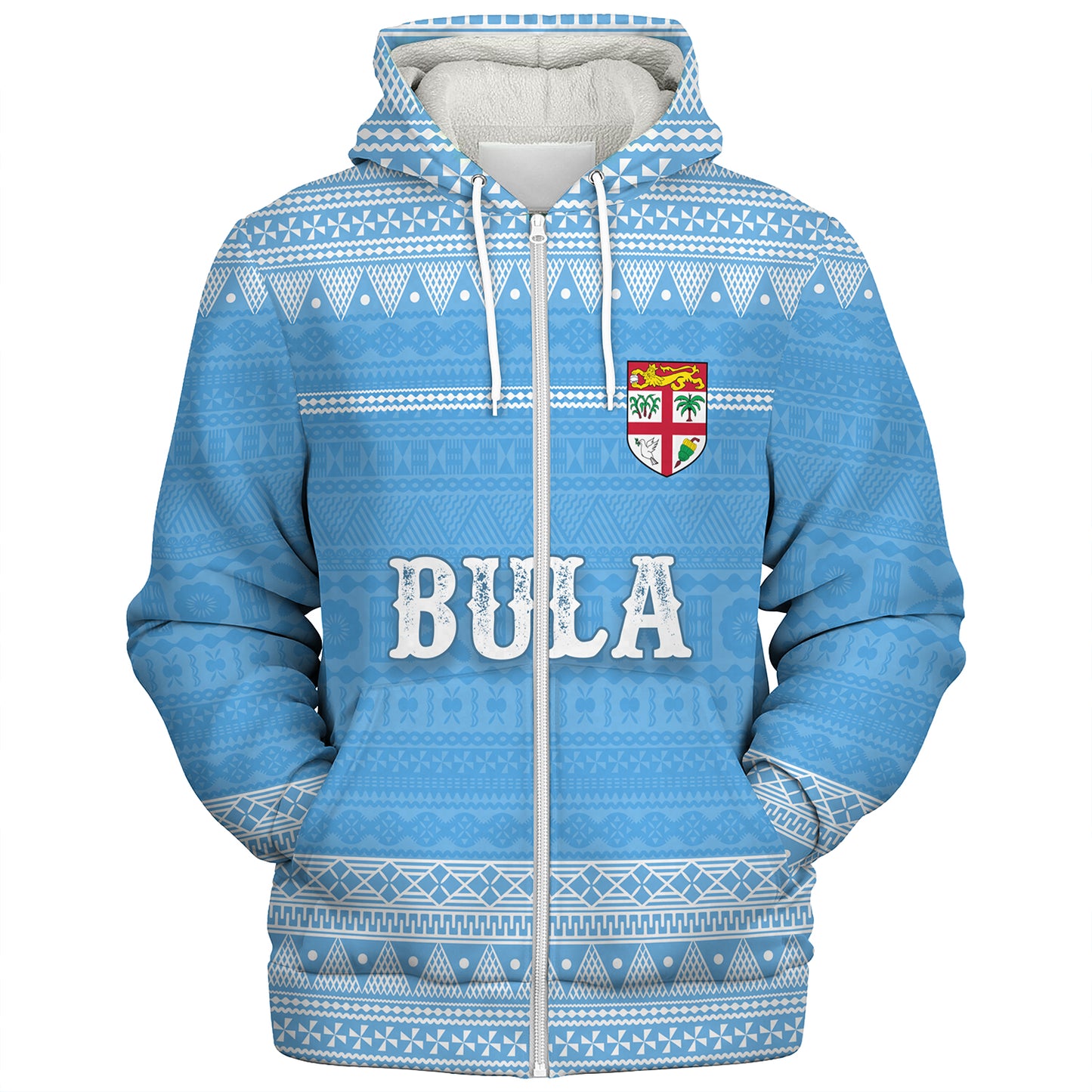 Fiji Sherpa Hoodie Bula Coat Of Arm Of Fiji Polynesian