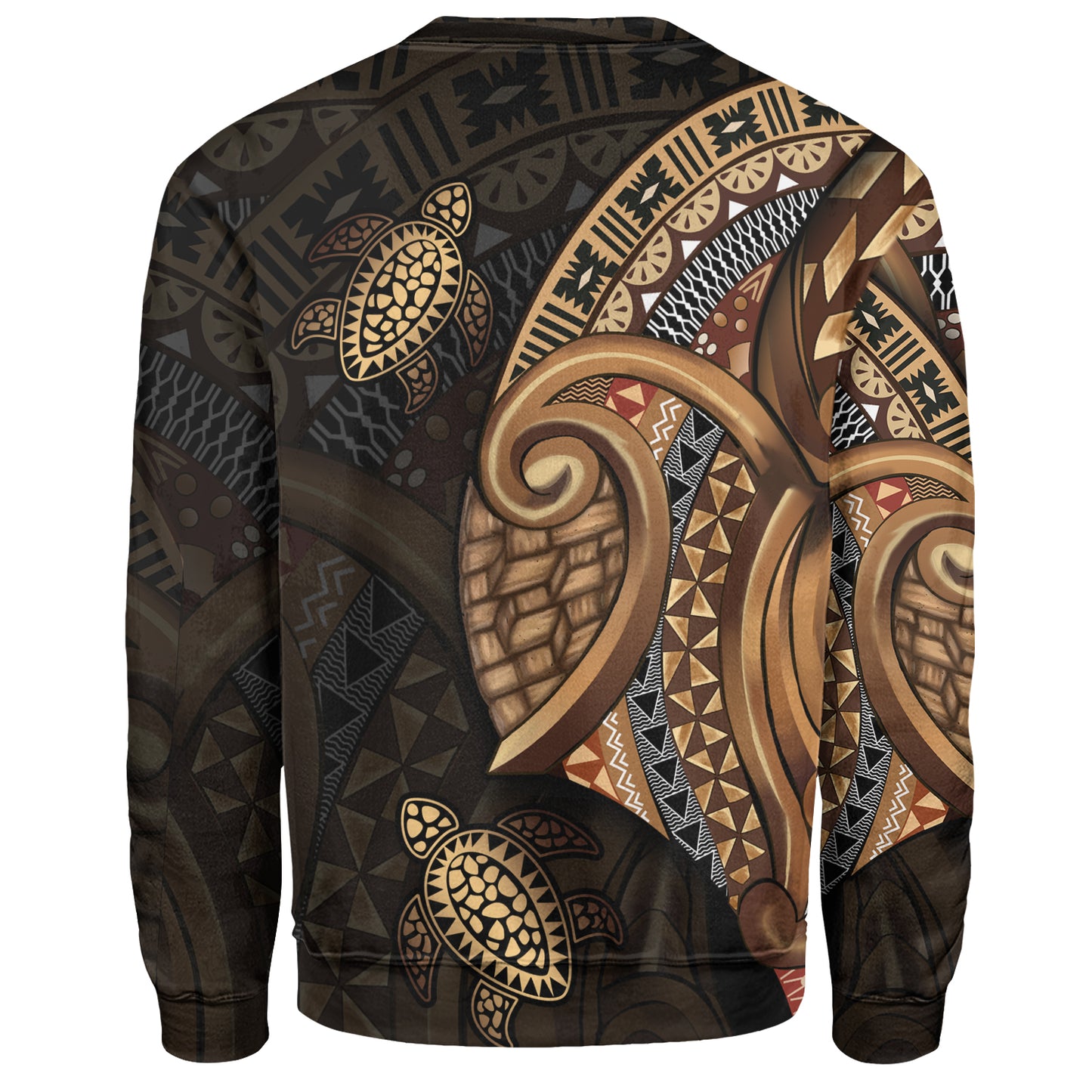 Fiji Sweatshirt Golden Turtles Fiji Tribal Pattern