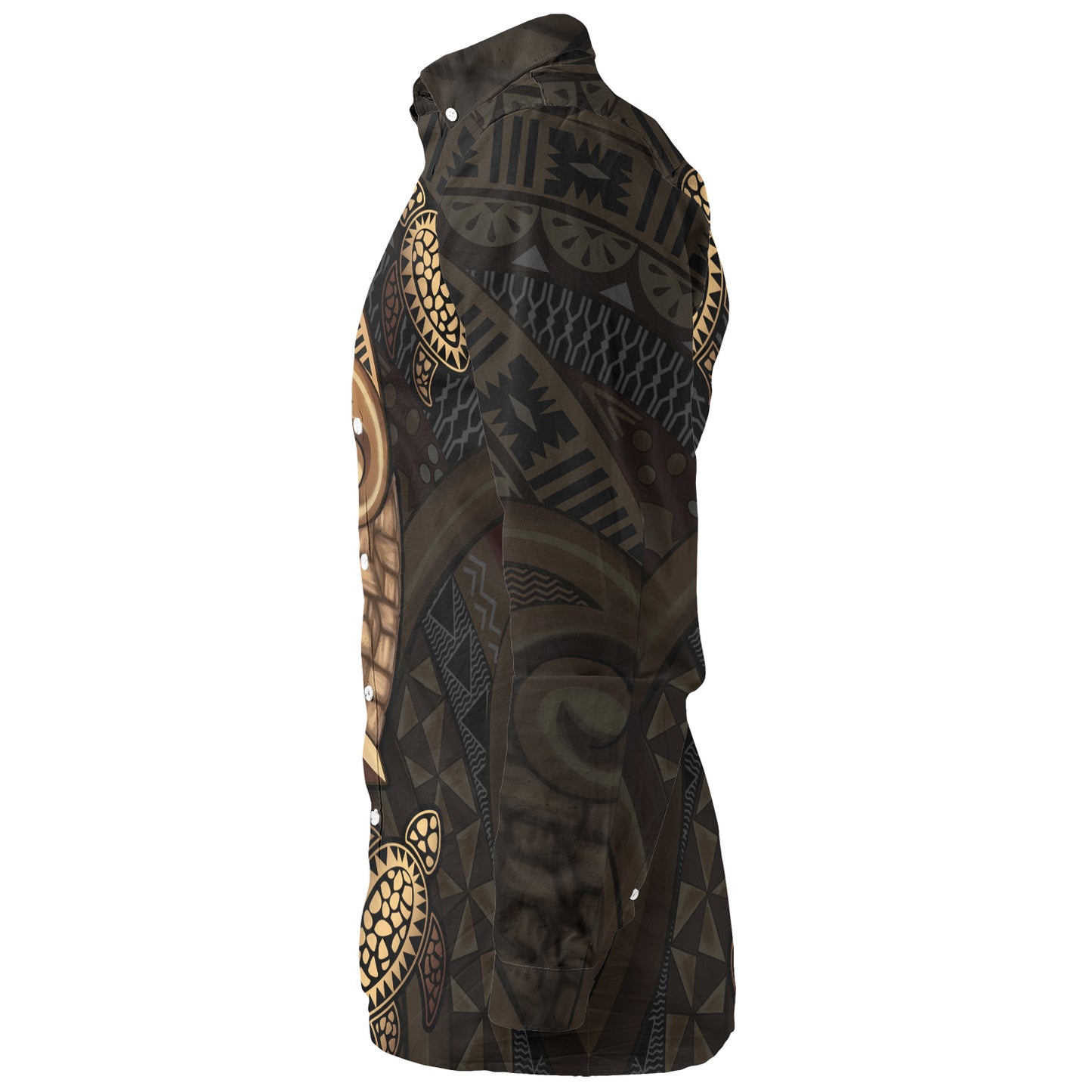 Fiji Long Sleeve Shirt Golden Turtles Fiji Tribal Pattern