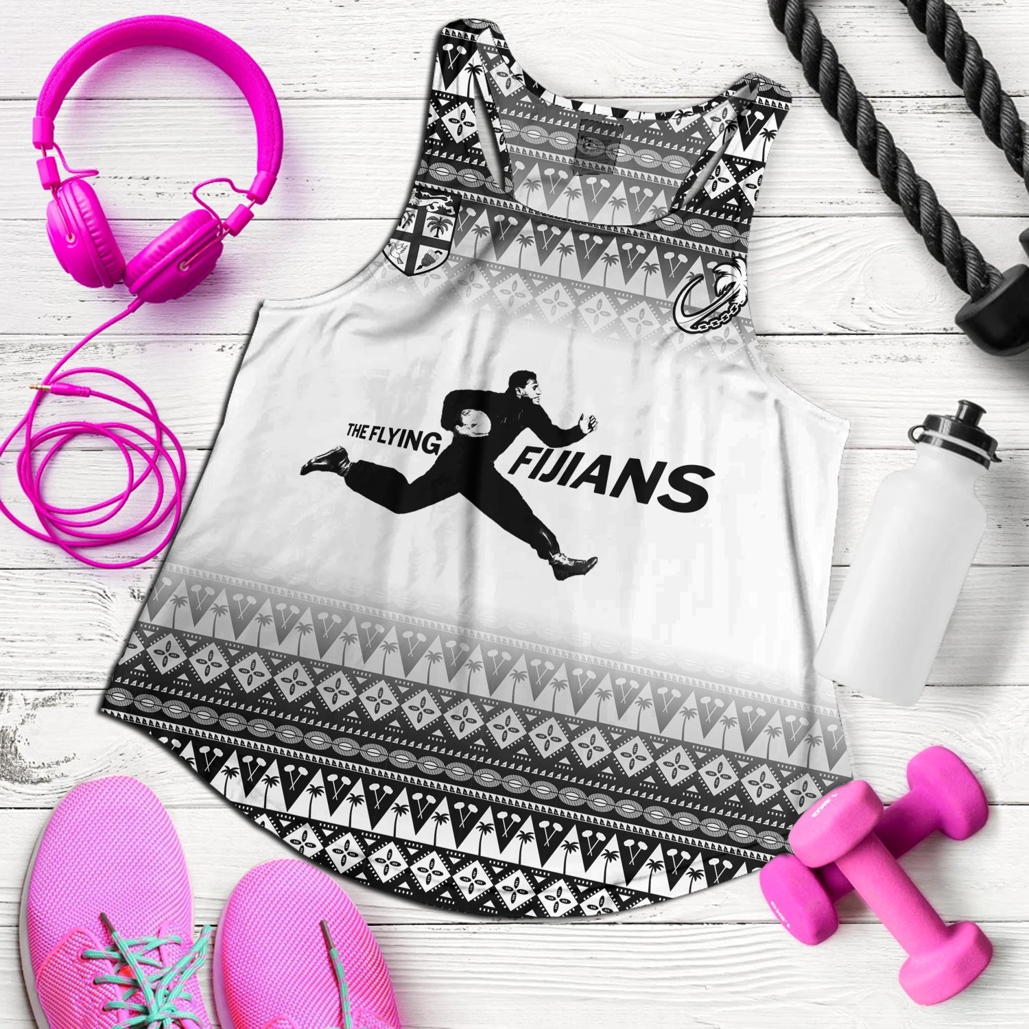 Fiji Women Tank Vintage Flying Fijians Rugby Tribal Pattern 2023